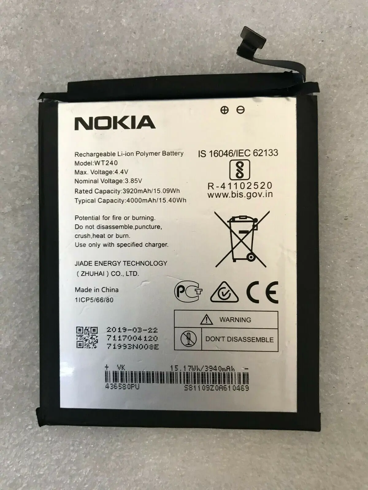 

new original 3.85V WT240 4000mAh Battery For Nokia 5.3 WT240