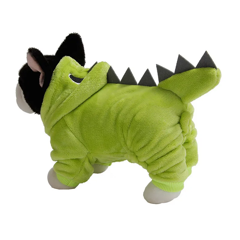 Зимняя одежда с капюшоном и принтом динозавра для домашних собак Топ длинным