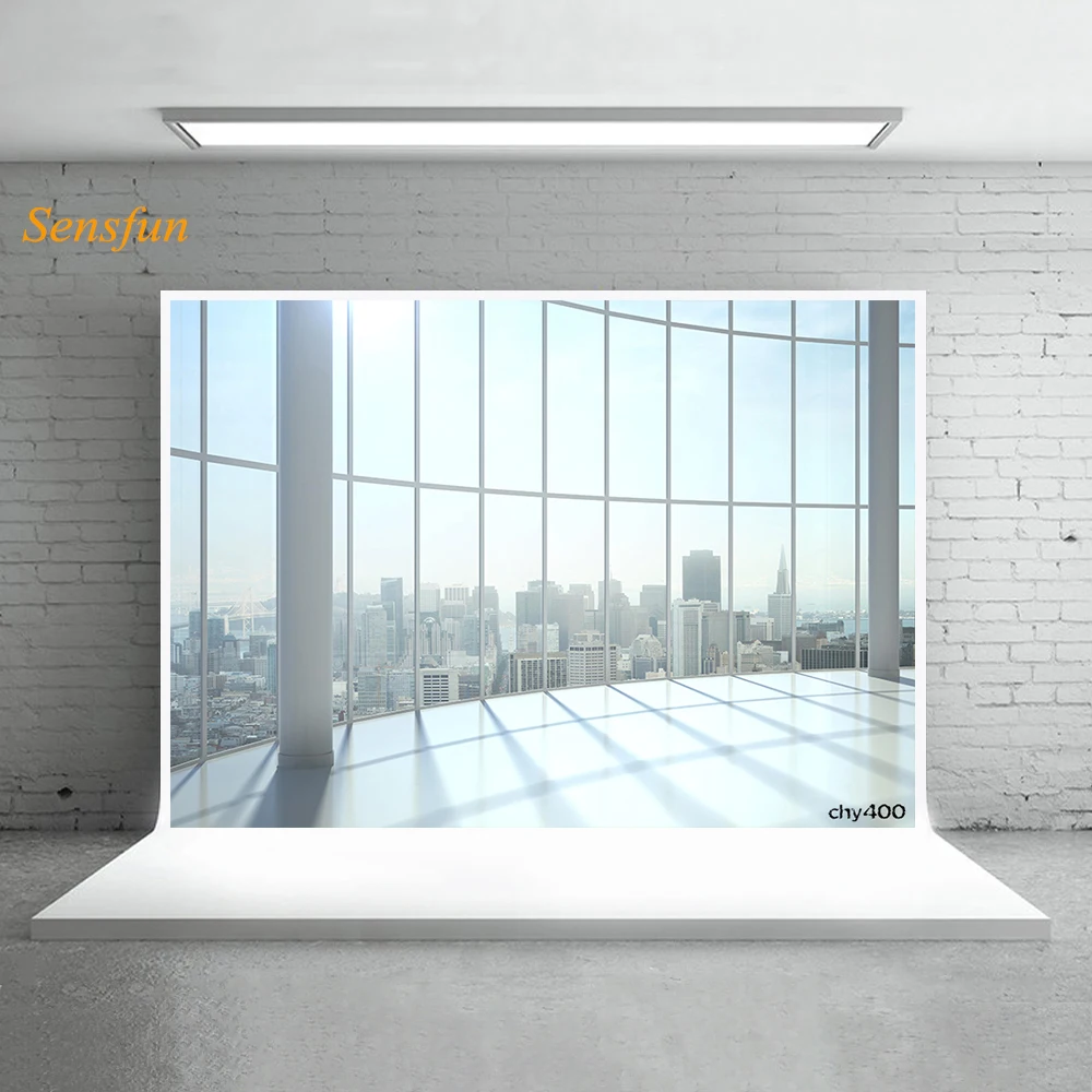 

Фон для студийной фотосъемки LEVOO с изображением офисных французских окон городских зданий