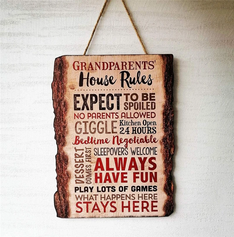 

Grandparents House Rules Antique Wooden Decorative Wall Plaque for Home Decor