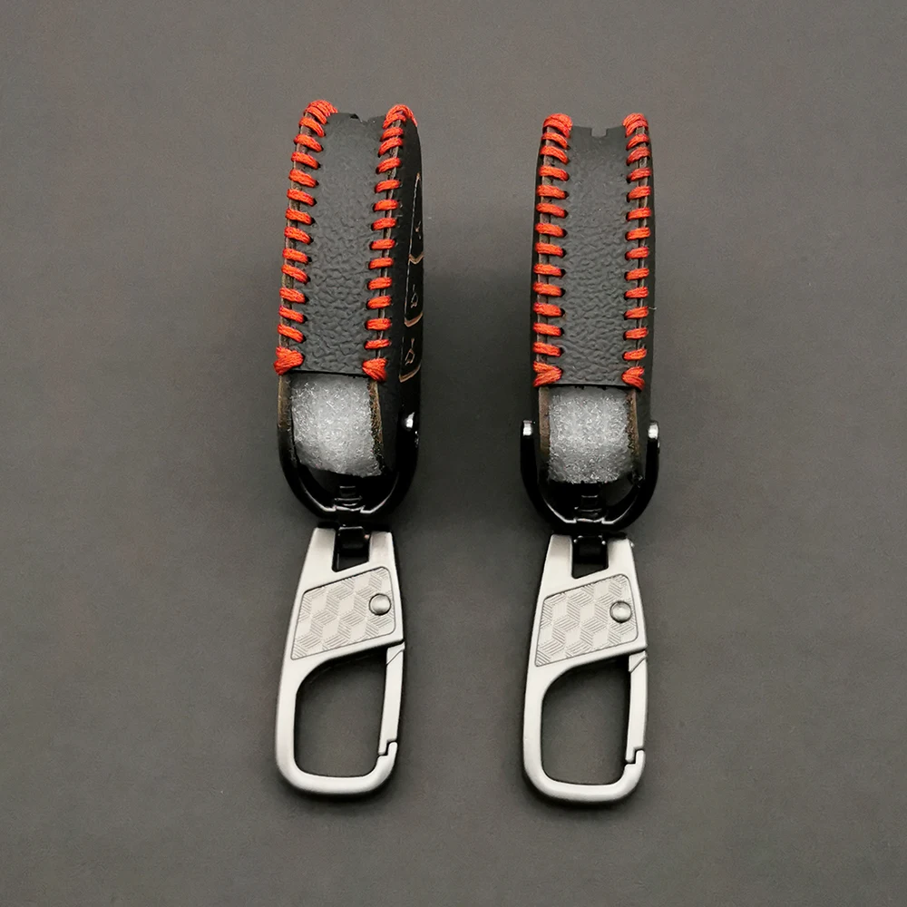 

Fashion Men Leather Key Cover For Porsche 911 997 Boxster 987 Cayman Parts Key Car 3 Button Remote Fob Shell Accessories