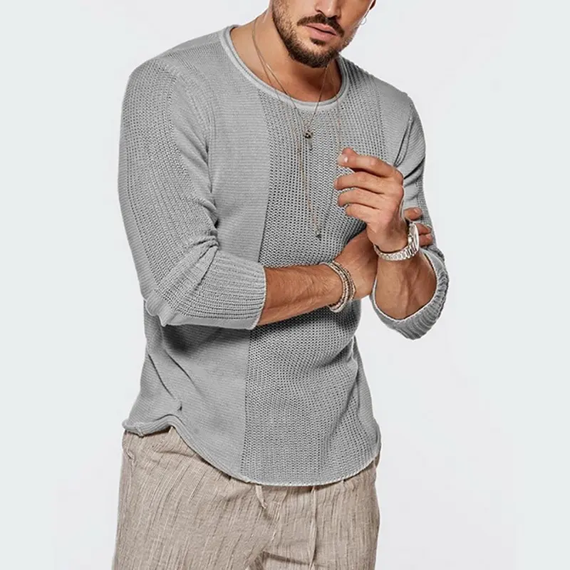 

New Men's Fashion V-Neck Knit Sweater Male Long Sleeve Pullover Tops Slim Jumper Knitwear Autumn Winter Stripes Sweaters for Men