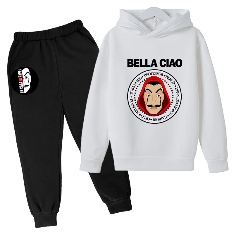 

Толстовка с капюшоном для мальчиков и девочек 4-14 лет, комплект одежды из двух предметов с толстовкой и брюками для бумажного дома