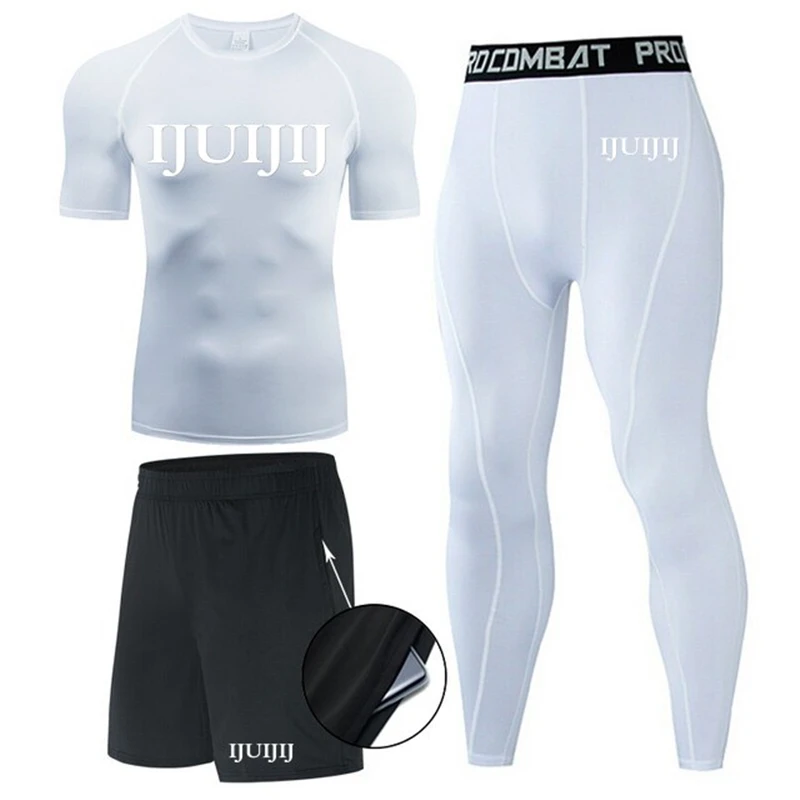

Men's Compression Sportswear Suits Gym Tights Training Clothes Workout Jogging Sports Set Running Rashguard Tracksuit kimono men