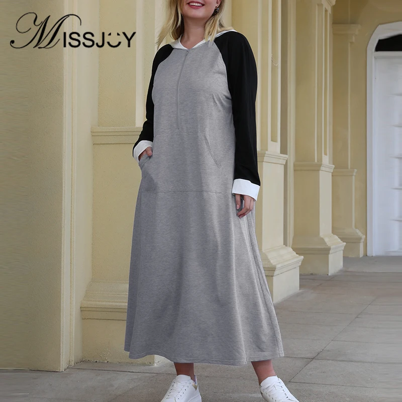 MISSJOY новинка 2019 Осеннее женское платье повседневное длина по щиколотку длинный