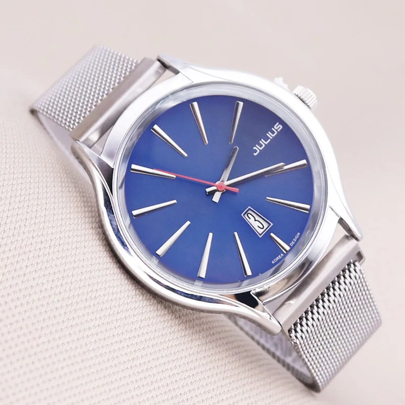 Часы наручные Julius мужские с кожаным ремешком модные большие в ретро стиле