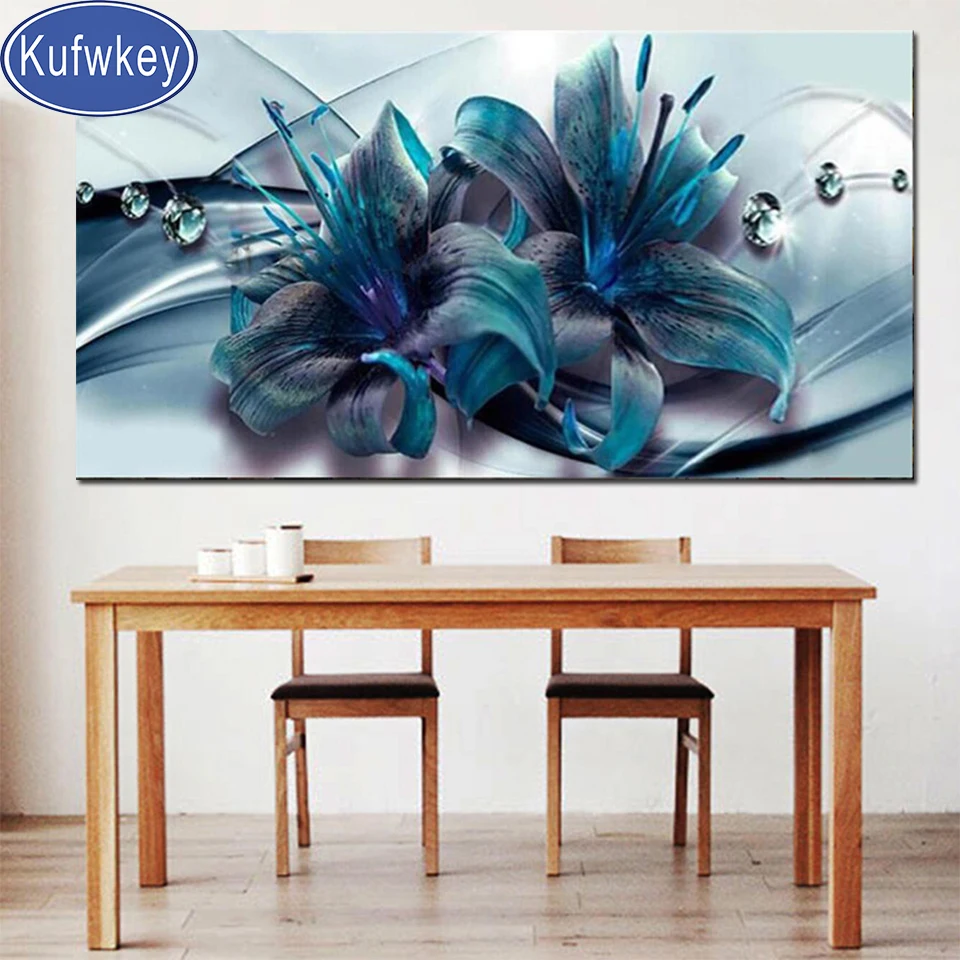 

blue lily diamond painting full square round cross stitch diamond set mosaic still life 5d diamond embroidery flowers