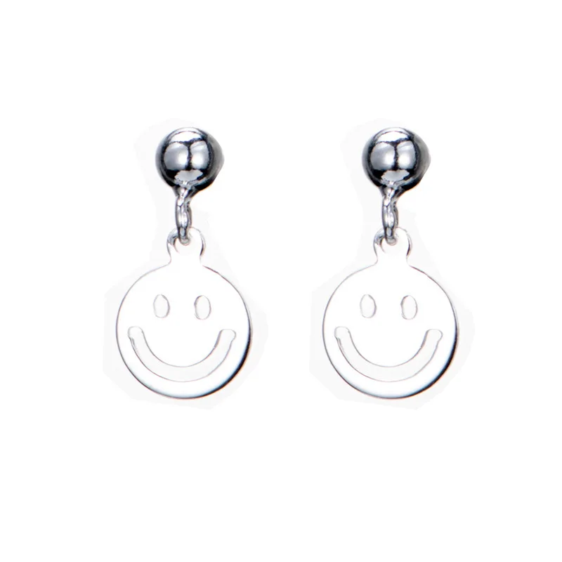 Silver Ear Nail Woman Han Edition Sweet Clean Smiling Face Lovely Sunshine ins Jewelry | Украшения и аксессуары
