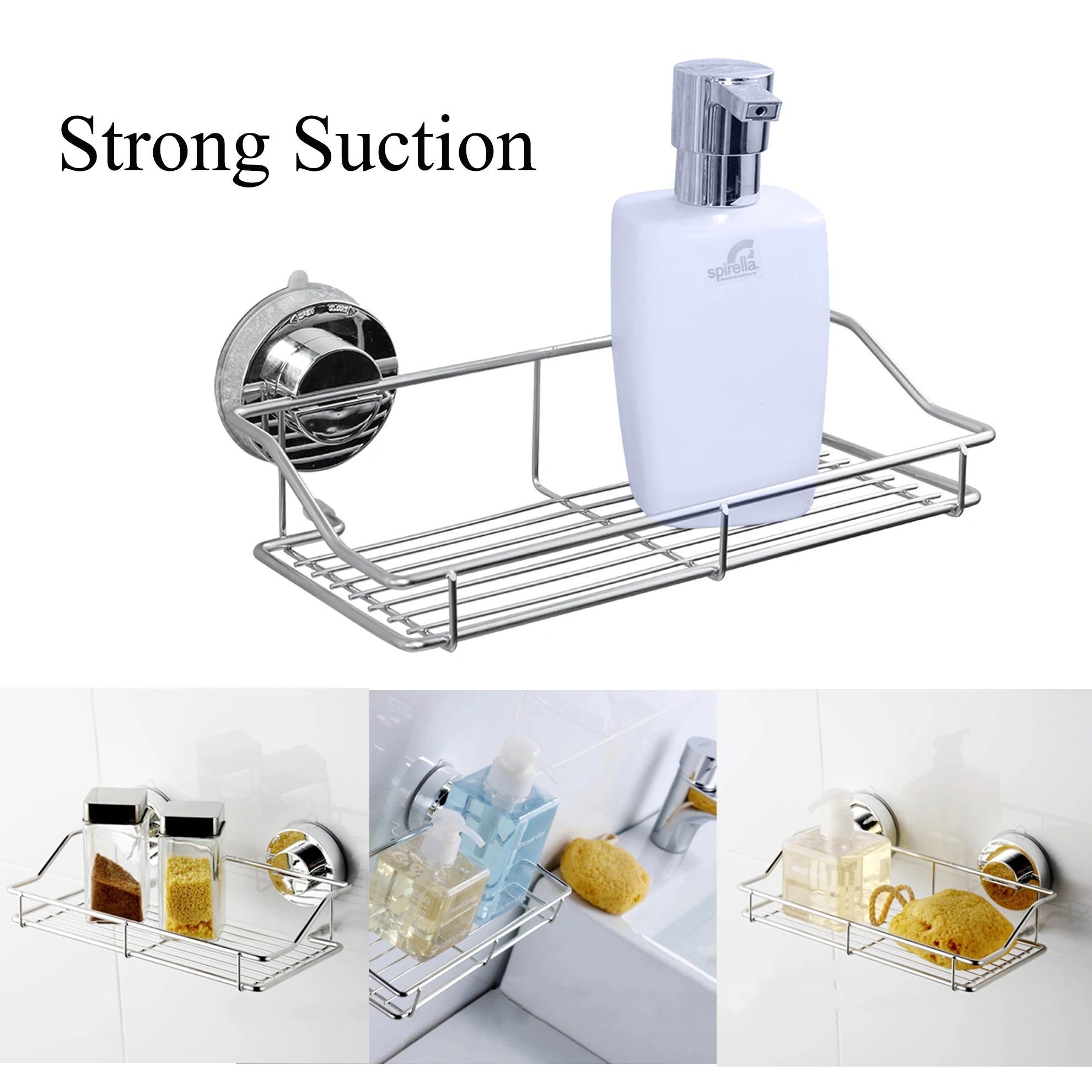 Полка для ванной вакуумный держатель на присоске Душ Caddy корзина из нержавеющей