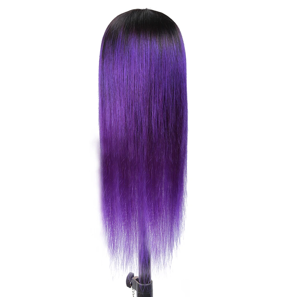 Парик Из прямых человеческих волос омбре с челкой парик из Remy Color 1B Purple Full