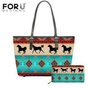 Модная женская роскошная сумка и кошелек FORUDESIGNS с этническим принтом лошади плечевая сумка