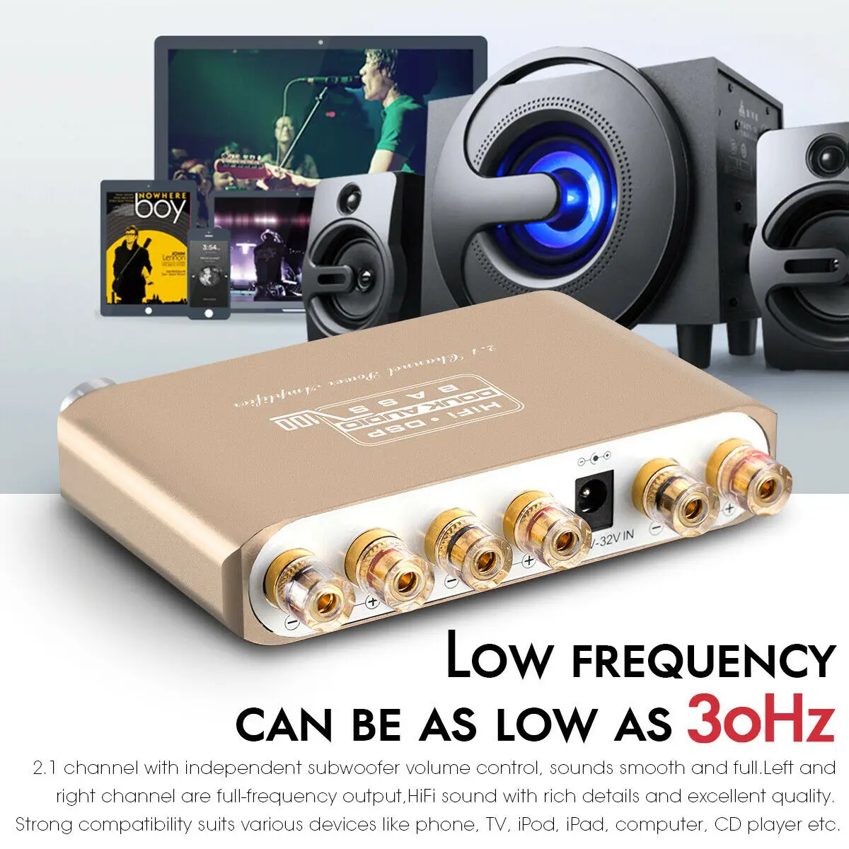 Douk audio Bluetooth DSP Digital Power Amplifier 2.1 Channel Subwoofer Bass Class D Mini Hi-Fi Amp Audio Receiver | Электроника