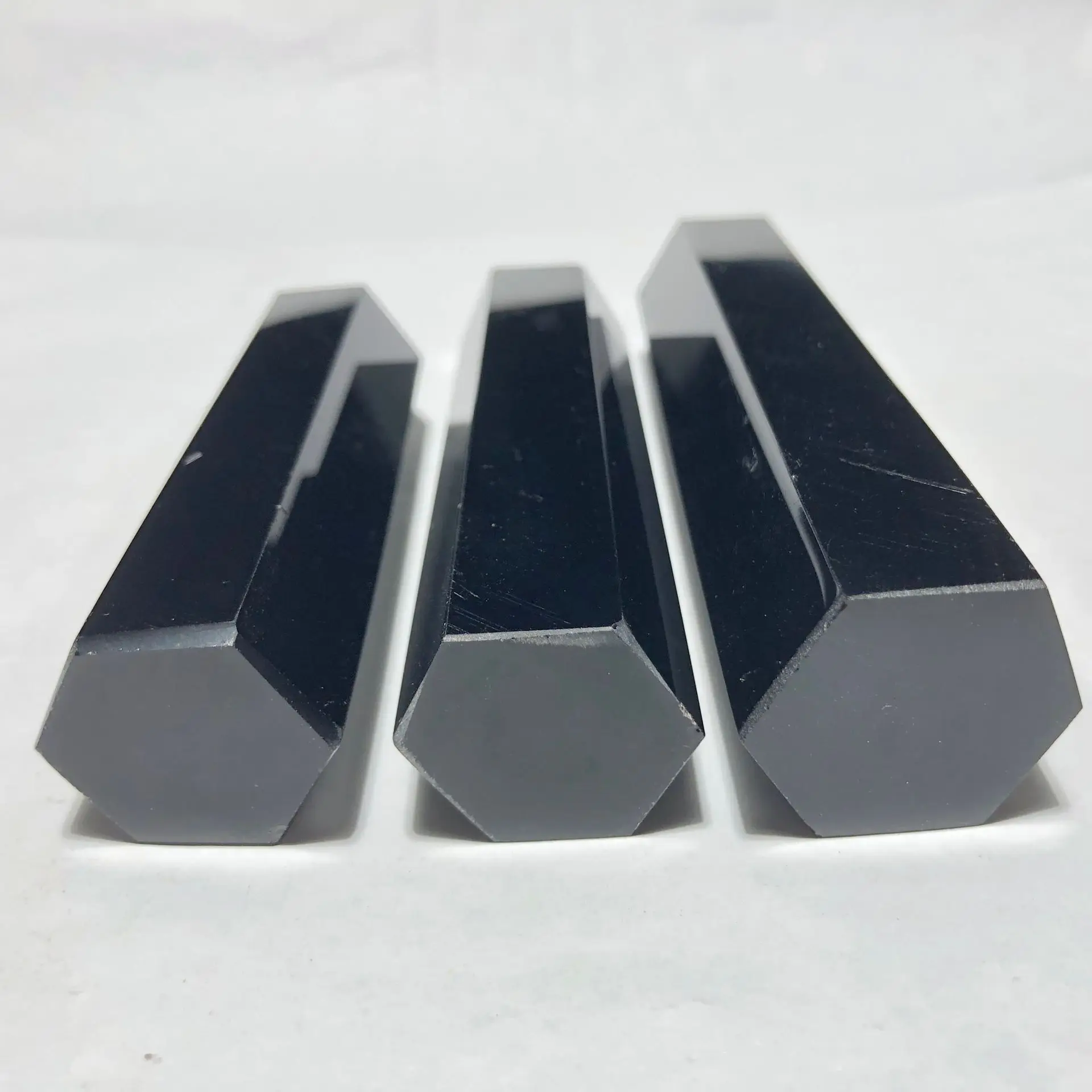 Natural Black Obsidian Hand-Polished Hexagon Point Chakra Healing Reiki Stone Home Decoration Handicraft | Дом и сад