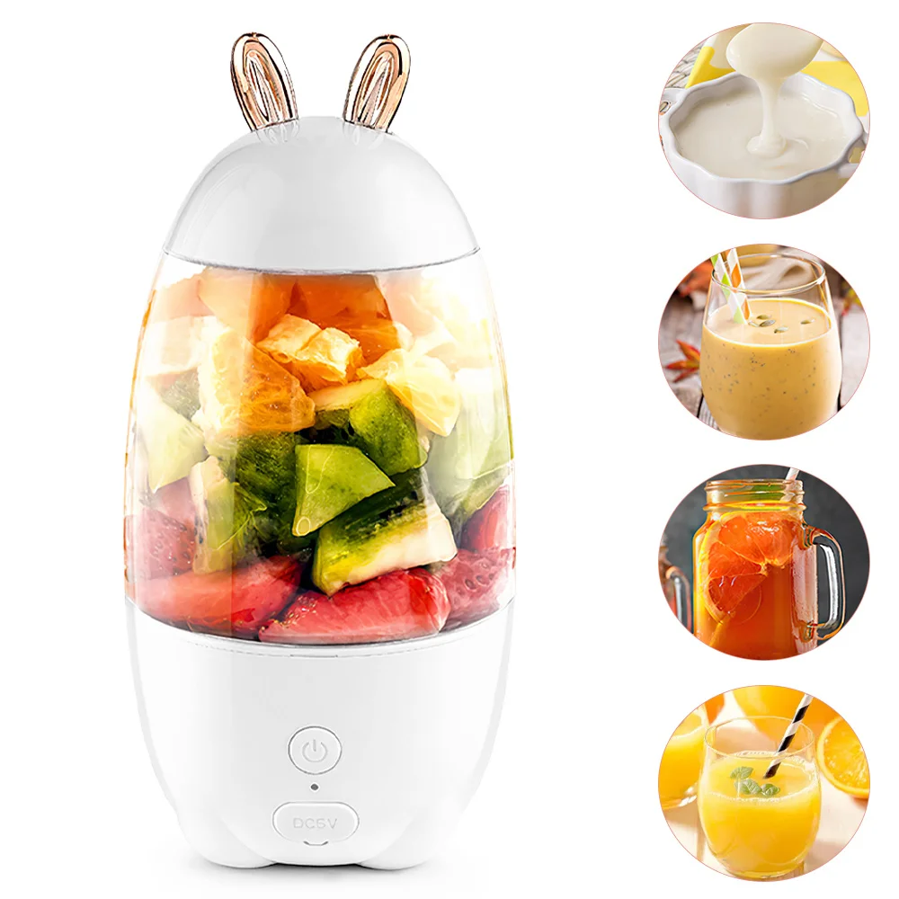 

Mini Portable Juicer Extractor Rabbit Shape Electric Juicer Cup USB Charging Mini Smoothie Mixer Household Fruit Blender Bottle