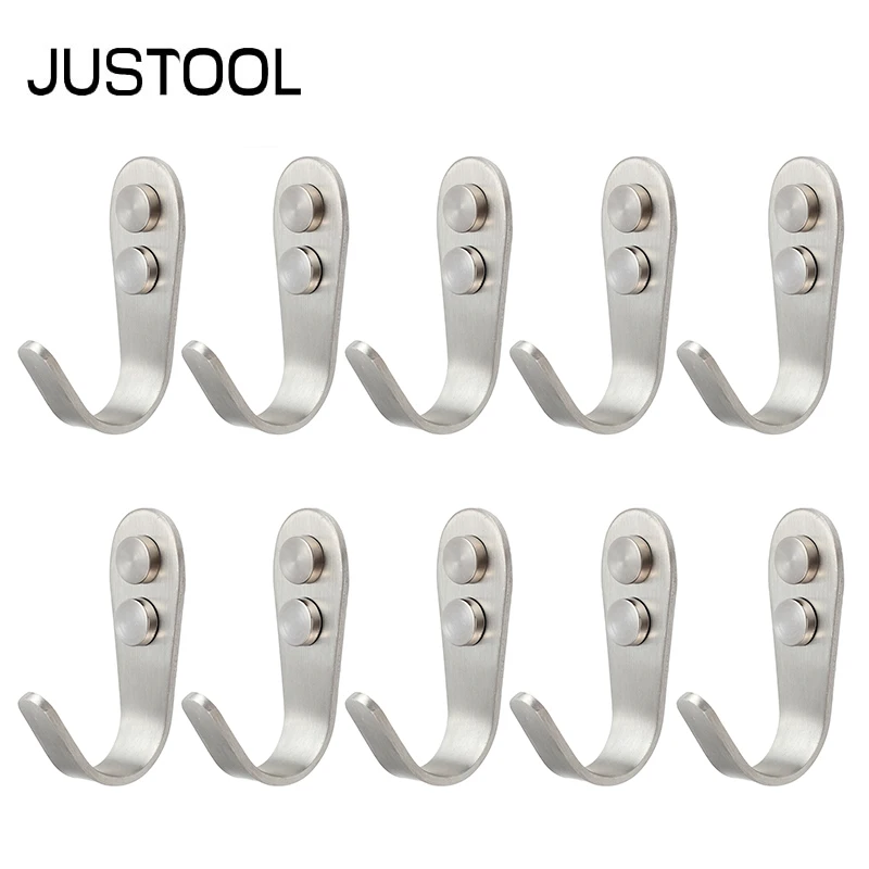 

JUSTOOL 10 шт. держатель из нержавеющей стали, крючок, настенная вешалка для двери, вешалка для детской шляпы, полотенец, ключей