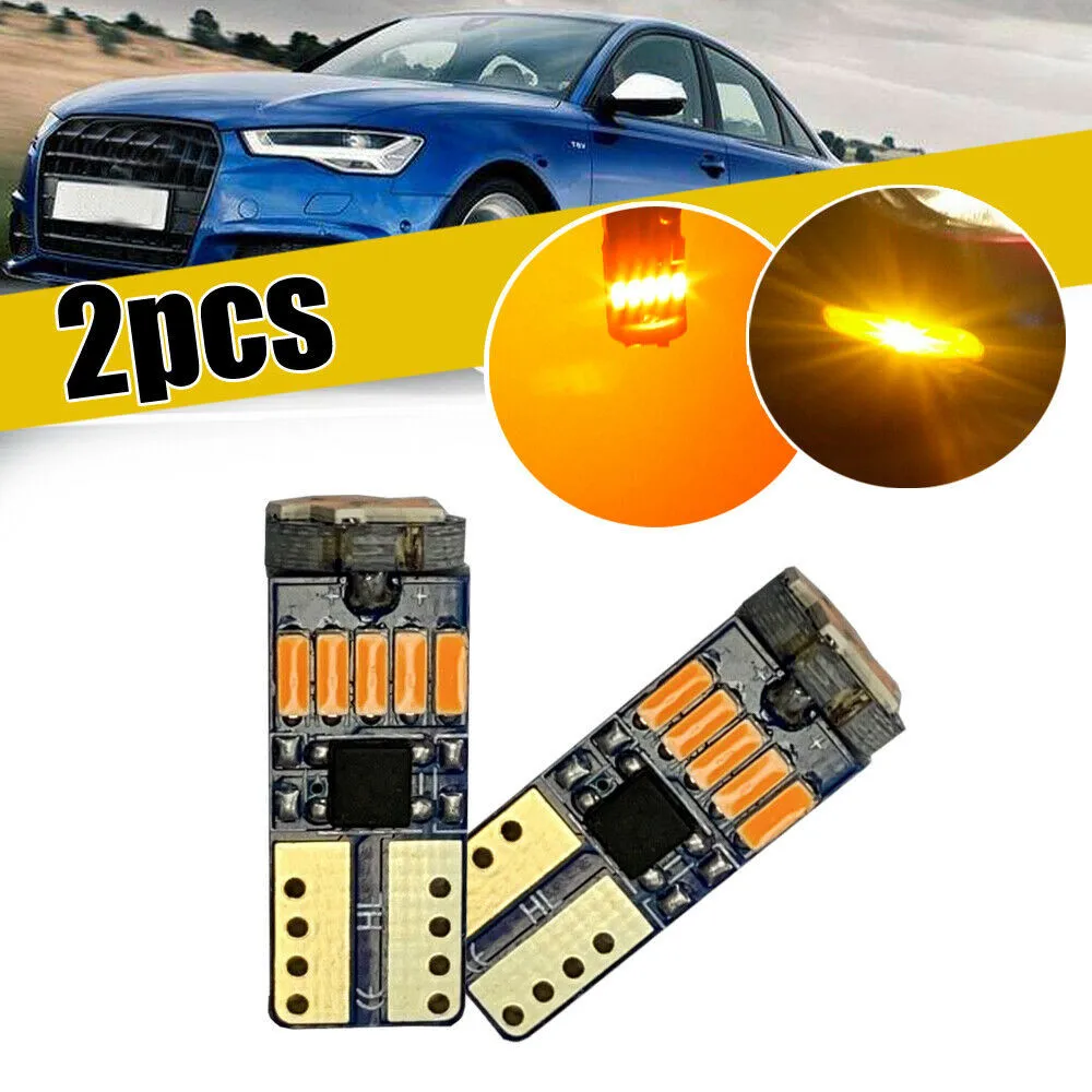 

12V/24V LED Light Bulb 168 194 192 175 2PCS 3000K 4014 Amber Error Free