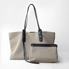 Женская Повседневная Сумка-тоут, женская сумка для путешествий, нейлоновая сумка-Оксфорд с кожаной верхней ручкой, простые сумки через плечо для студентов колледжа