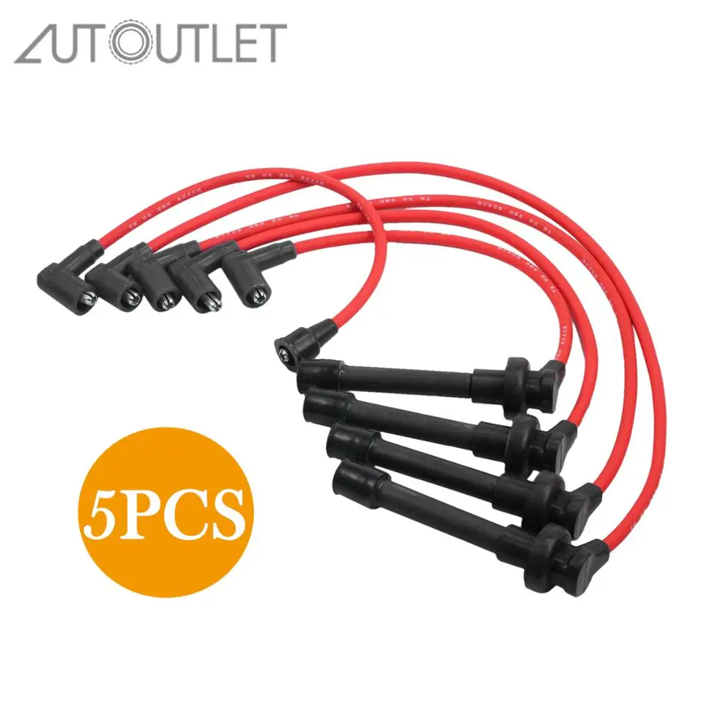 AUTOUTLET 5PCS Spark Plug Wires Ignition Wire Set For Honda Accord Civic 5 Sizes 92/78/67/57/48 cm Car Replacement Parts Red