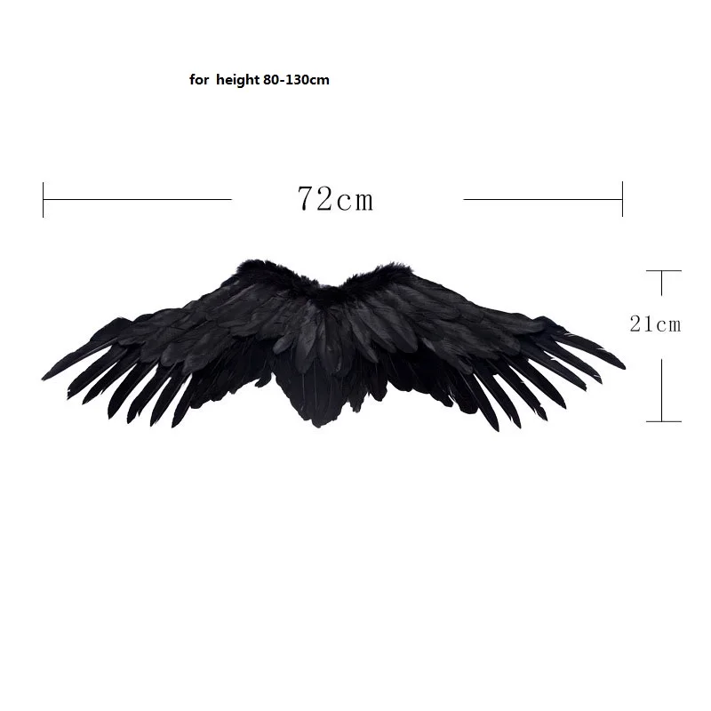 Black White Feather Angel Wing Child Adult Cosplay Show Costume Prop Wedding Party Halloween Christmas Navidad Decorations - Цвет: S  black