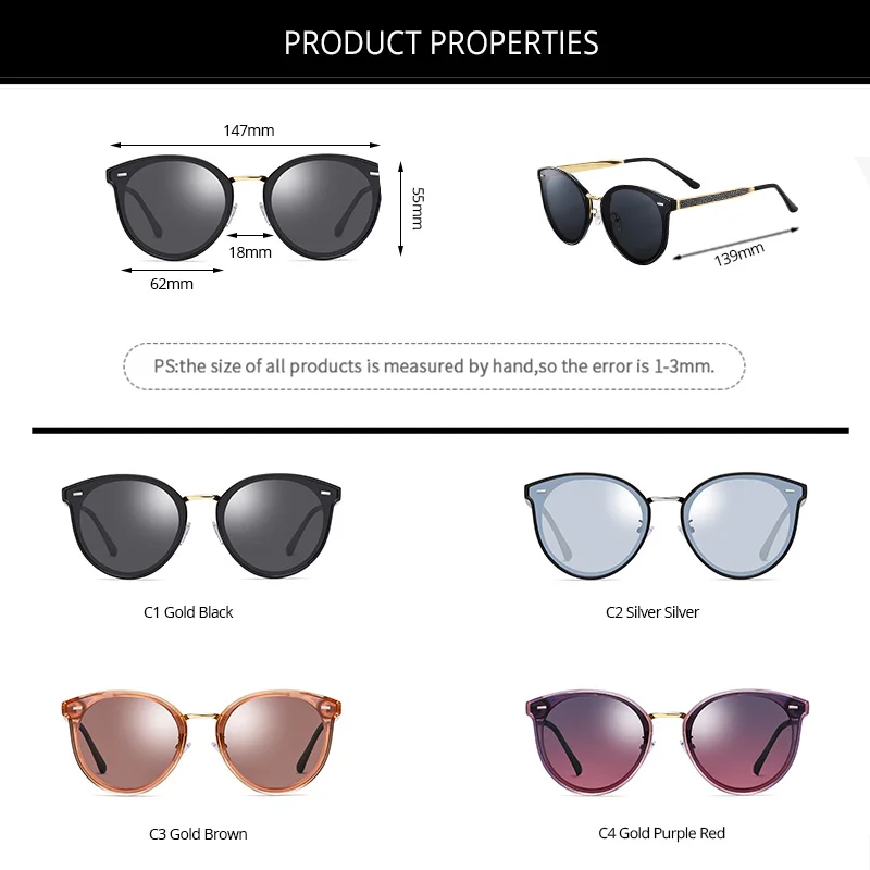 

COASION Luxury Brand Design Cat Eye Sunglasses Women Polarized Gradient Lenses Sun Glasses Retro Ladies Shades for Women CA1528