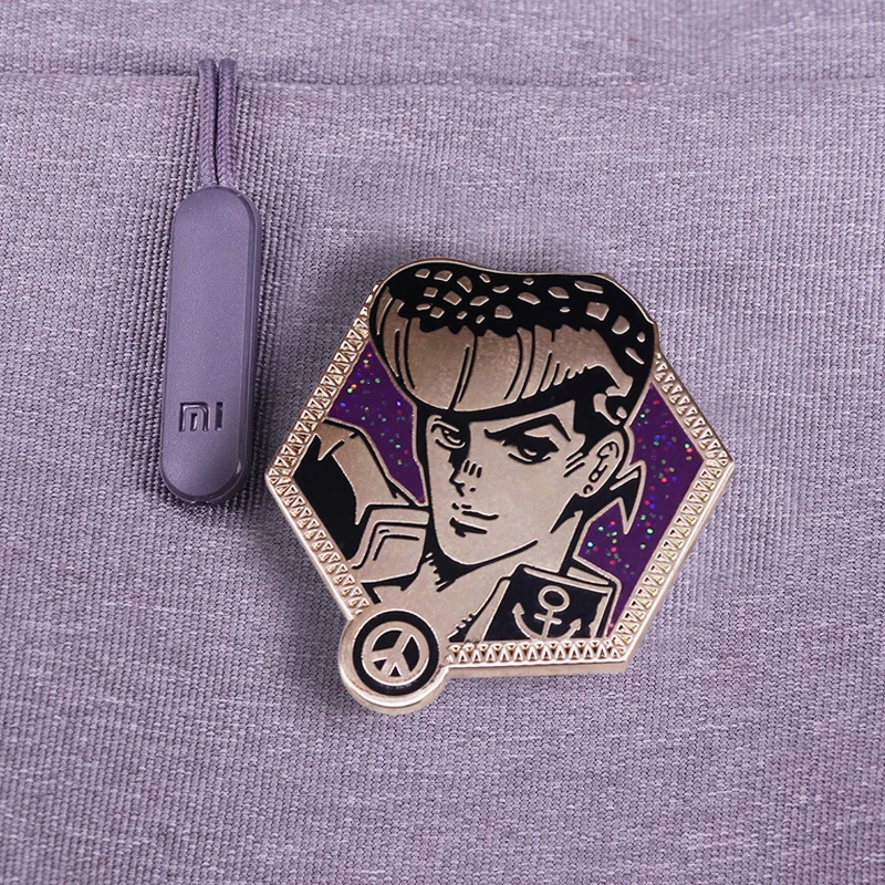 

JOJO's Magical Flash Adventure Brooch Anchor Peace Sign Badge Anime Fan Clothing Accessories Fashion Copper Enamel Pin Gift