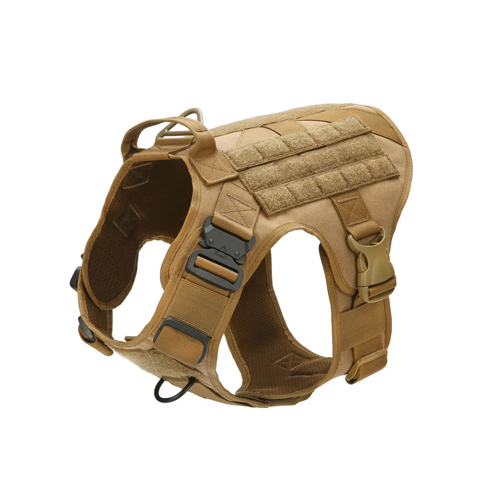 

MXSLEUT Tactical Dog Harness with 2 Metal Buckle,Working Dog MOLLE Vest with Handle,No Pulling Front Leash Clip,Hook Loop front