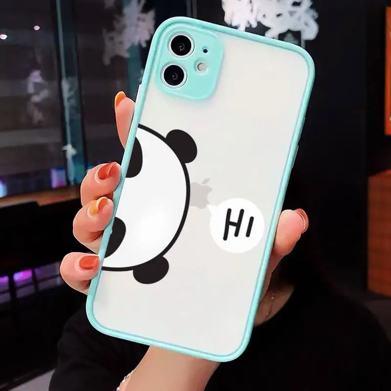 

Phone Case For iPhone 12 11 Mini Pro XR XS Max 7 8 Plus X Panda Cat Dinosaur Matte transparent blue Cover