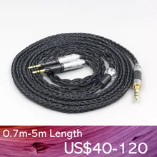 LN007473 6.35mm 4.4mm 2.5mm 16 Core 7N OCC Black Braided Earphone Headphone Cable For Audio-Technica ATH-R70X