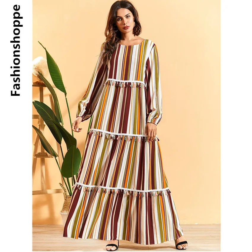 Женское Свободное длинное платье с вышивкой Abaya мусульманский кафтан турецкий