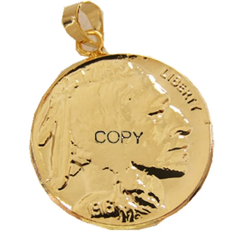 

P(08)Coin Pendant USA Buffalo Coin Gold Plated Fashion Jewelry(diameter:21mm)