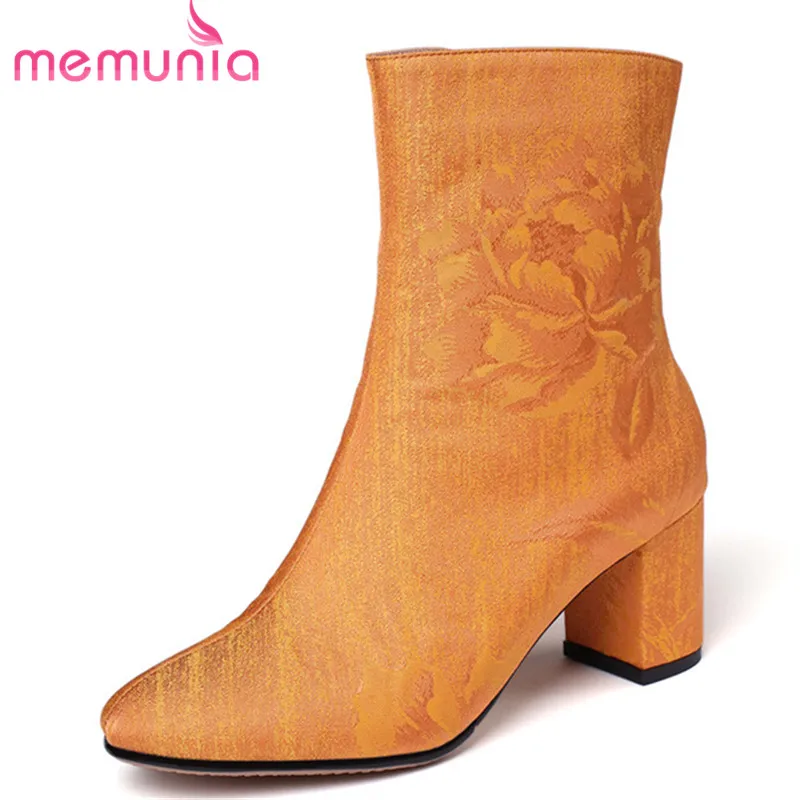 

MEMUNIA/Новое поступление 2020 года; Женские ботильоны с круглым носком на молнии; Осенние ботинки на высоком каблуке; Элегантные вечерние женски...