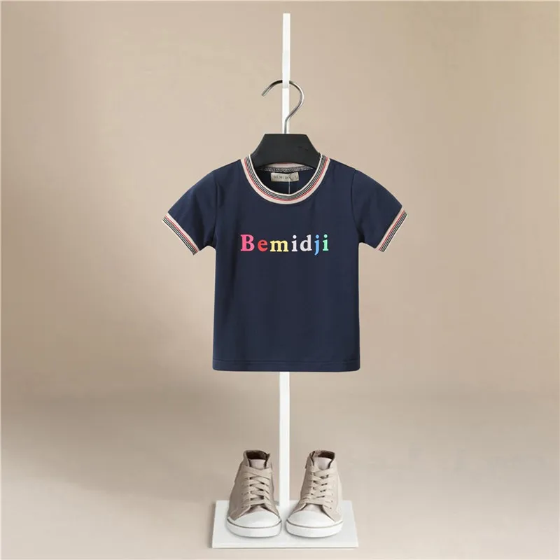 

Low Price Girls Boys T-shirts Kids Letter Print T Shirt for Boys Children Summer Short Sleeve T-shirt Cotton Tops Clothing