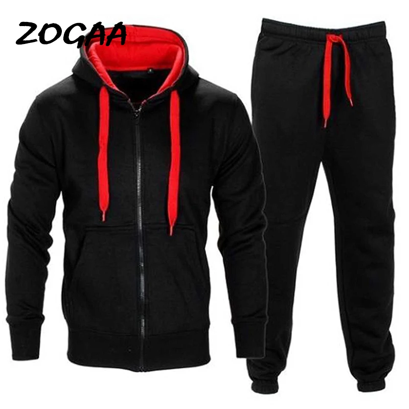 

Спортивный костюм ZOGAA мужской, Повседневный, облегающий, однотонный, из двух предметов