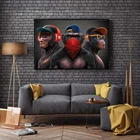 Настенная картина Три обезьяны с забавным HD рисунком животных, плакаты и принты, Картина на холсте для дома, гостиной, украшение без рамки