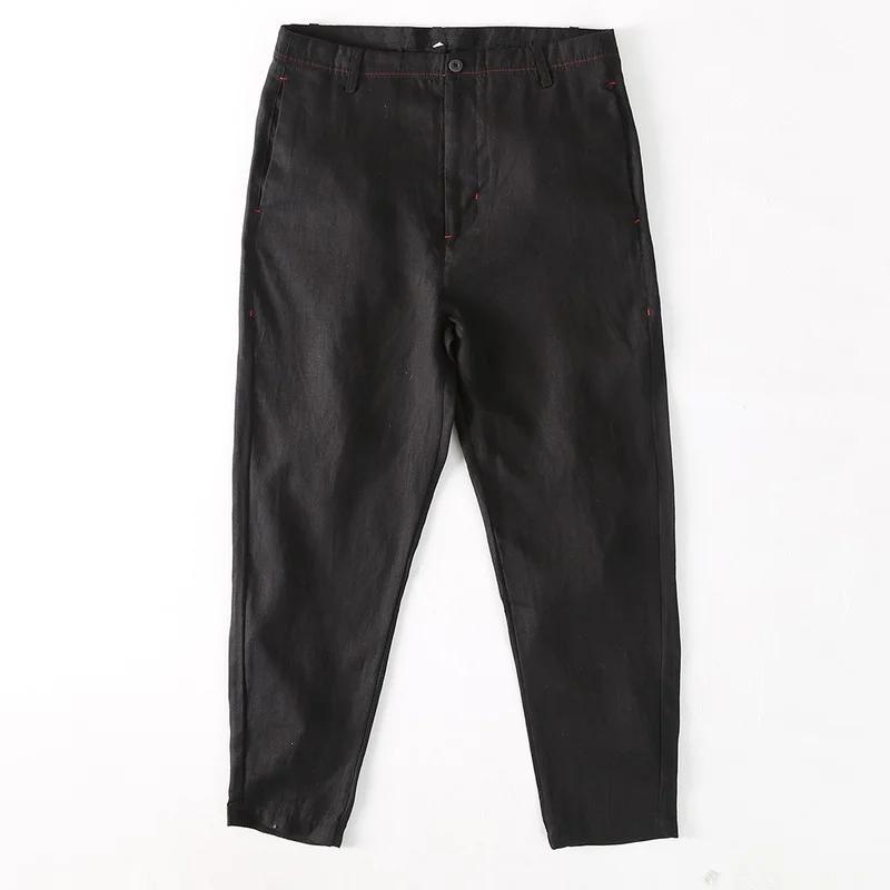 

Men Clothing 2021 Fall New Men's 95% Linen Casual Pants Four-color Casual Nine-point Pants Streetwear Men