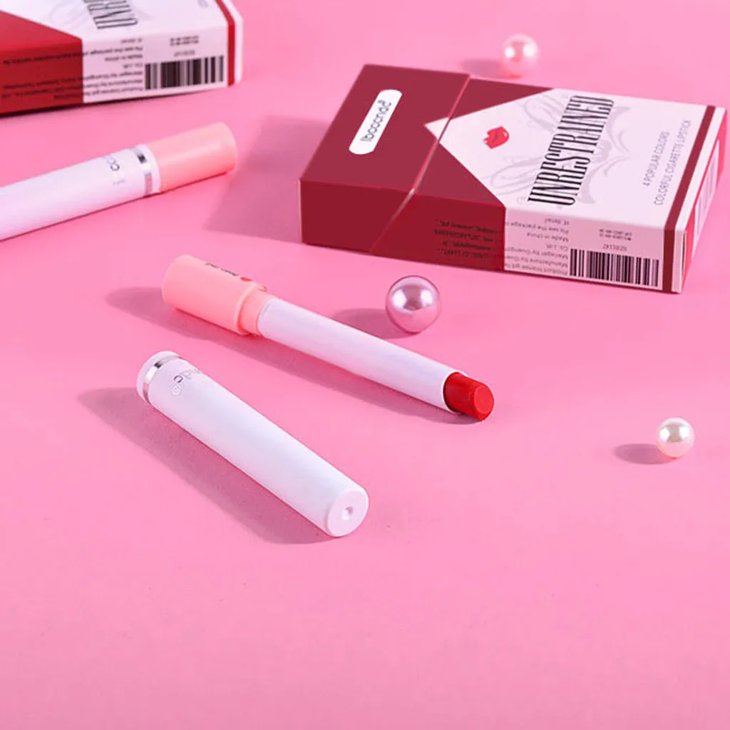 IBCCCNDC Matte Cigarette Lipstick Pack Set 4 Colors Lip Stick Long Lasting Waterproof Matt Lip Stick Tube Nude Red Lips Makeup