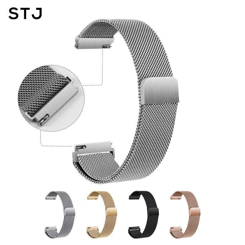 STJ 22 мм 20 мм ремешок для samsung gear Sport S2 S3 Frontier Classic Huami Amazfit Bip Pace Galaxy Watch Active 42 мм 46 мм ремешок