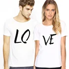 Женская футболка с принтом пары, женские футболки с надписью Love, топы, летняя одежда в стиле Харадзюку, футболки для женщин, топ с круглым вырезом, футболка
