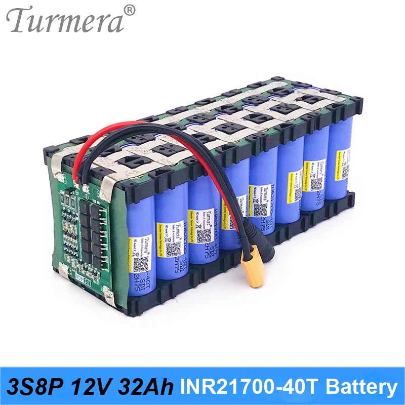 Турмера 12V 32Ah литиевая батарея 3S8P INR21700 40T 4000mAh 40A с 3S BMS для электрического насоса