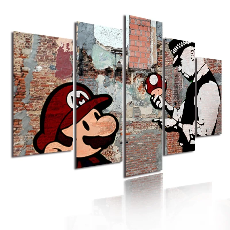 

Anime Characters Canvas Art Painting Vintage Wall Posters Living Room Home Decoration Hd Prints Frameless Five-Piece Photos