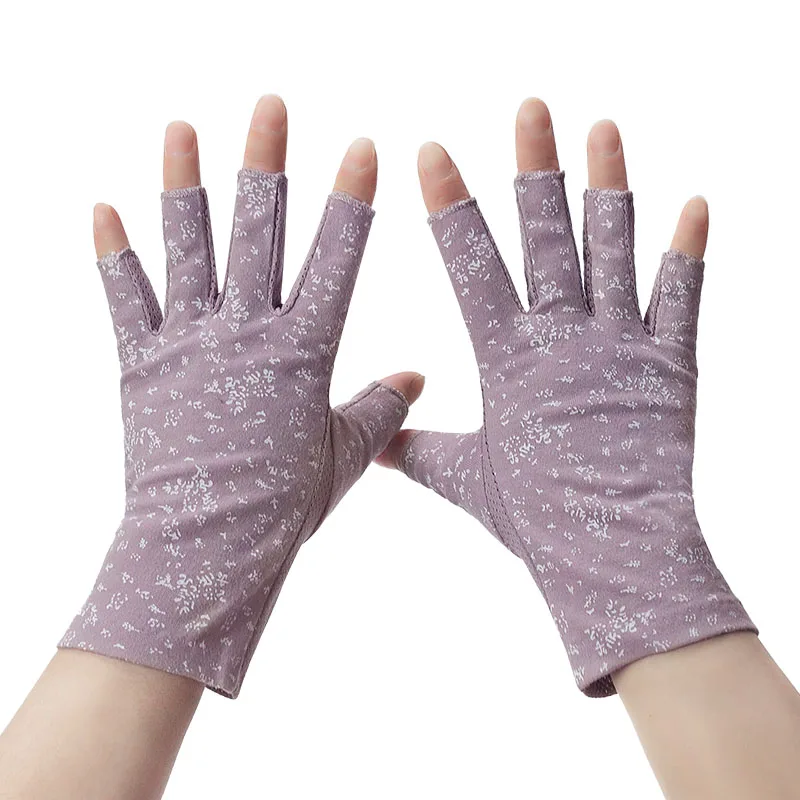 

Женские хлопковые летние перчатки без пальцев, Короткие Нескользящие перчатки в Тонкий горошек с принтом от солнца, для вождения, 2021