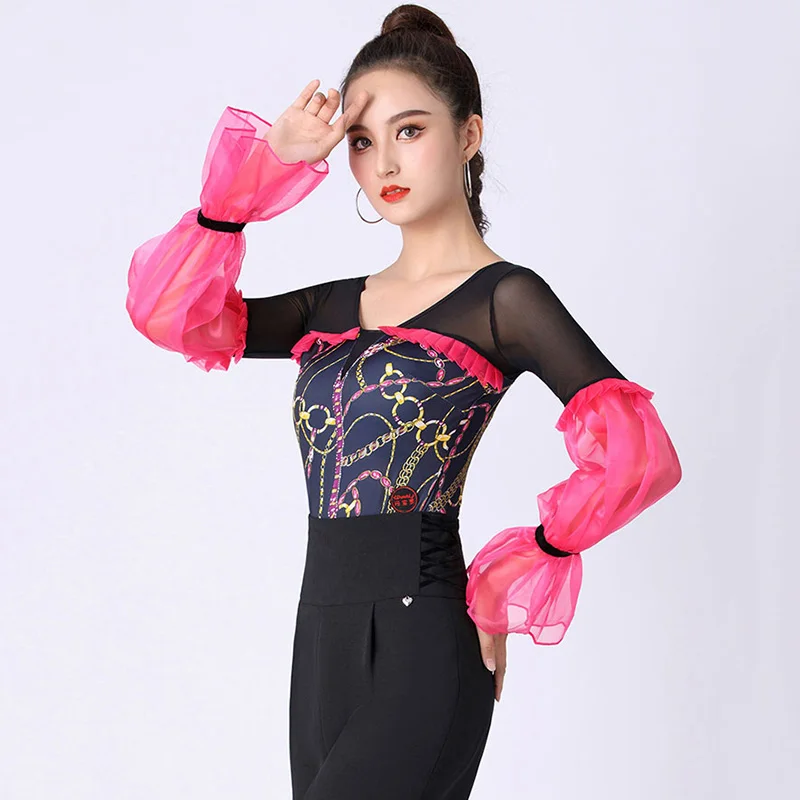 

New Latin Dance Practice Clothes Women's Ballroom Dance Tops Fashion Modern Dance Leotard Costumes