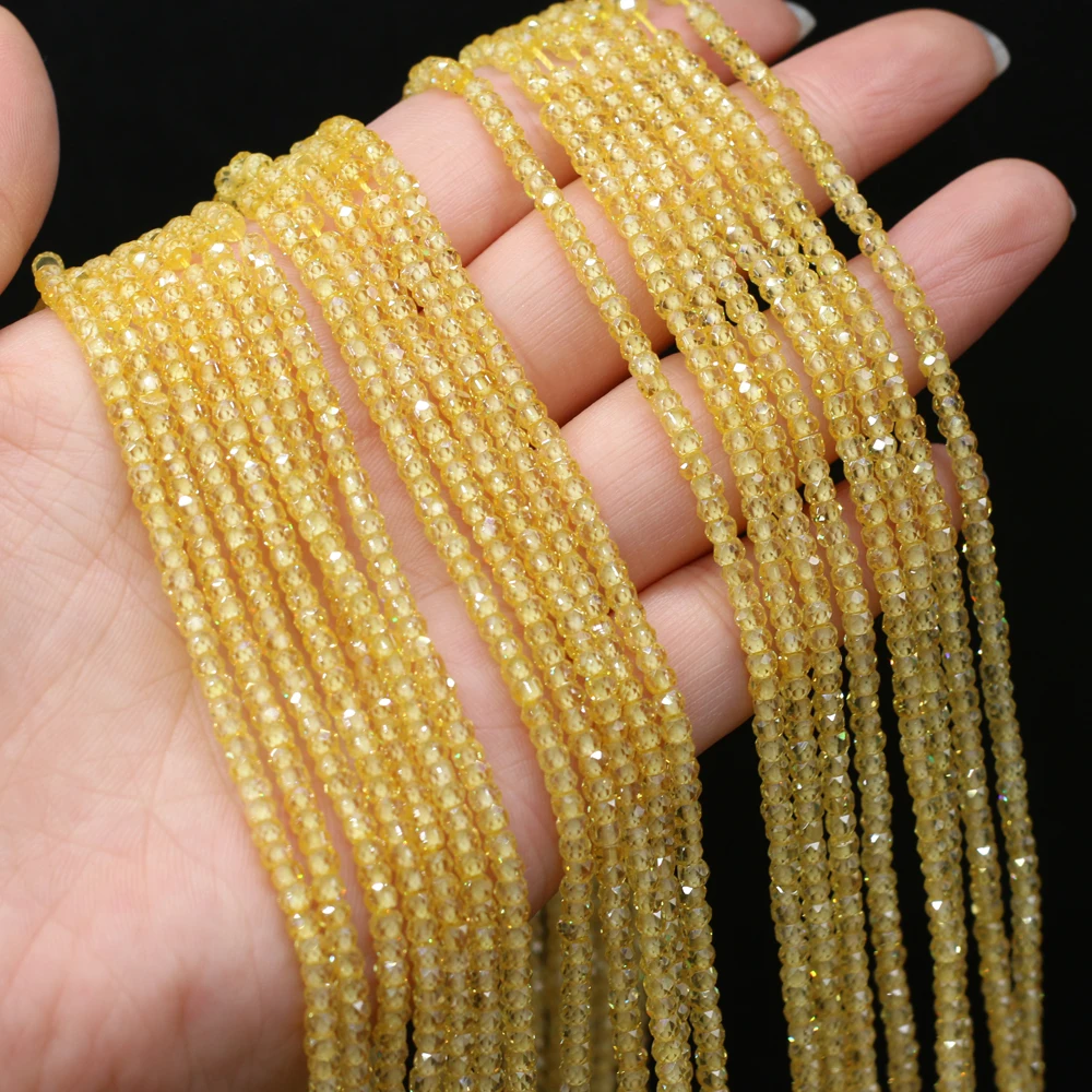 

Wholesale 2x3mm Faceted Gem Small Beads Natural Stone Round Zircon Loose Beads for Jewelry Making DIY Necklace Bracelet 36cm