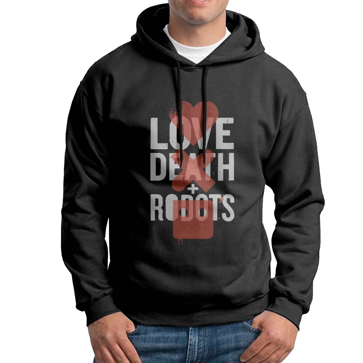 

Мужская толстовка с капюшоном Love Death и роботы, хипстерские толстовки из чистого хлопка, белая толстовка с капюшоном, рубашка