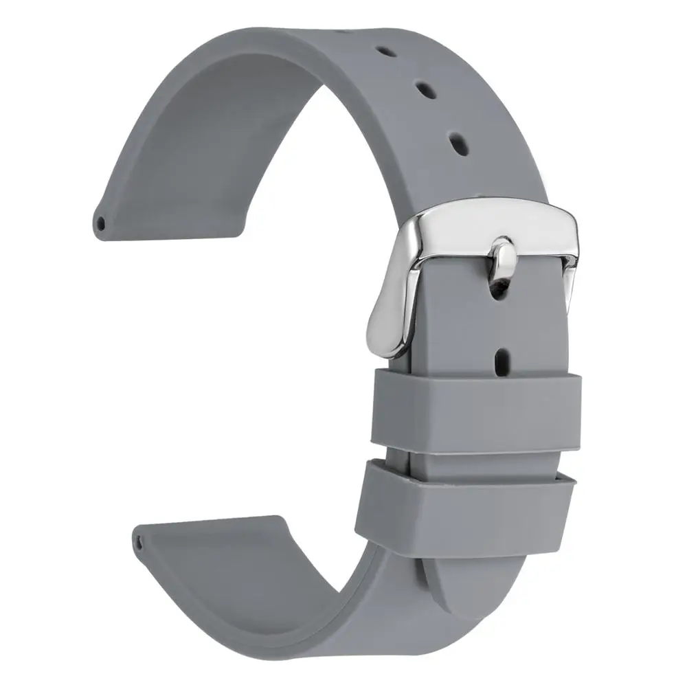 Gray-Silver Buckle WOCCI силиконовый мягкий резиновый спортивный ремешок для часов 18 мм 20 мм 22 мм черный желтый синий Универсальный ремешок для часов Amazfit ремешок Bip - Цвет ремешка: Gray-Silver Buckle
