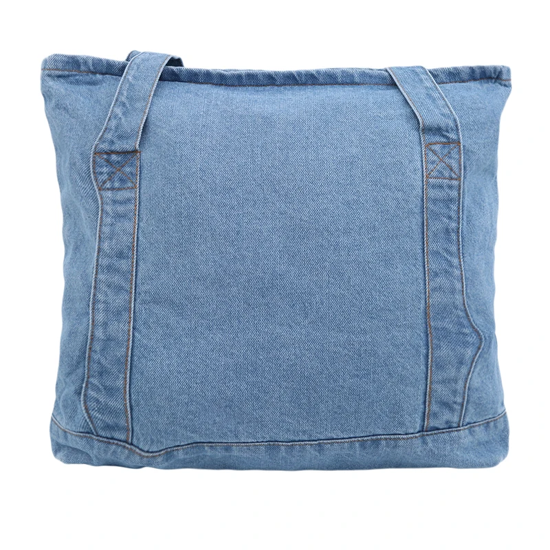 

Fashion Wild Denim Bag Campus Style Student Large Capacity Durable Shoulder Shopping Bag Outdoor Mommy Travel Storage Bag