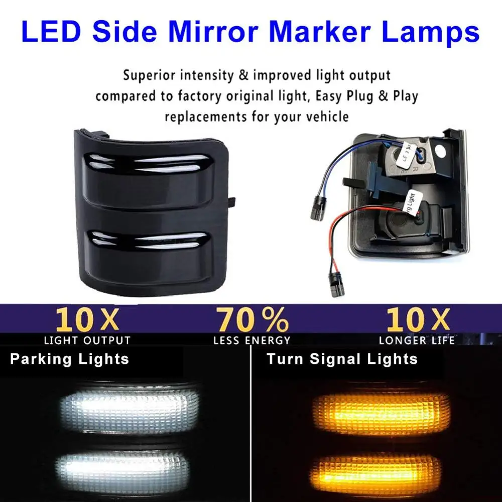 Дымчатые линзы для Ford F250, F350, F450, F550, 2008, 20009, 2010, 2011, 2012, 2013, 2014, 2015, 2016, боковые зеркальные маркеры, ходовые сигнальные огни