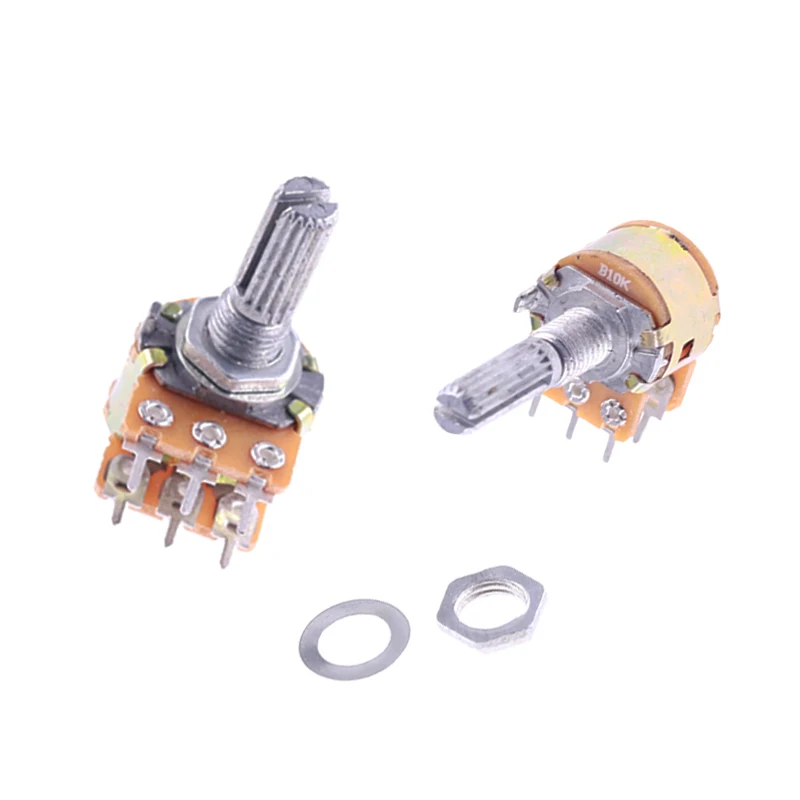 5PCS/LOTE WH148 Linear Potentiometer 15MM Shaft With Nuts Washers Dual Line 6Pin WH148 B1K B2K B5K B10K B20K B50K B100K B250K