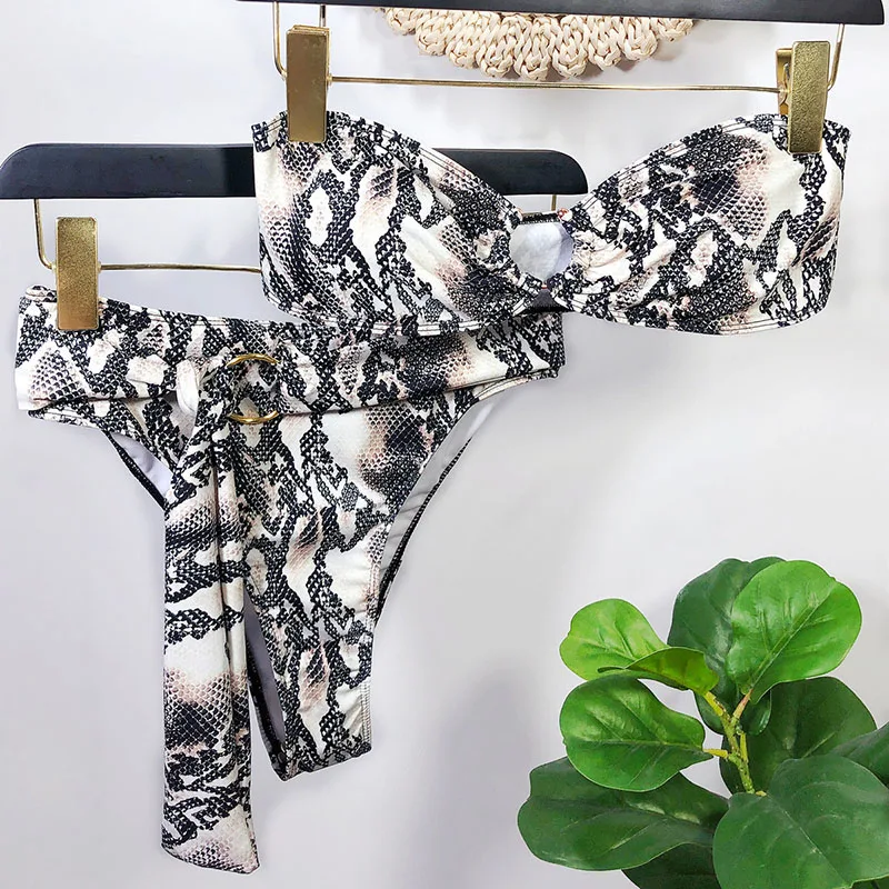 

Women Clothing Sexy Snake Pattern Print Bikini Set Summer Swimsuit Casual Femme Beach Bathing Suit 2020 SJ6356M