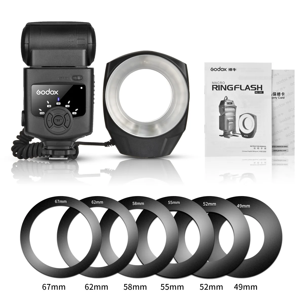 Кольцо адаптер для объектива Godox ML 150 GN10 49 52 55 58 62 67 мм кольцо макросъемки Вспышка